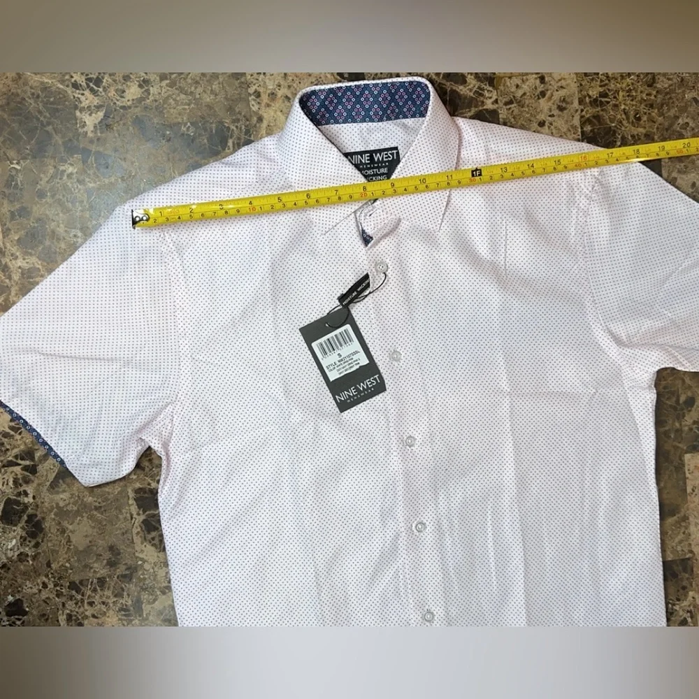 Nine West Mens Wear Dress Shirt Button Slim Fit Wrinkle Free Moisture Wicking - Picture 7 of 17